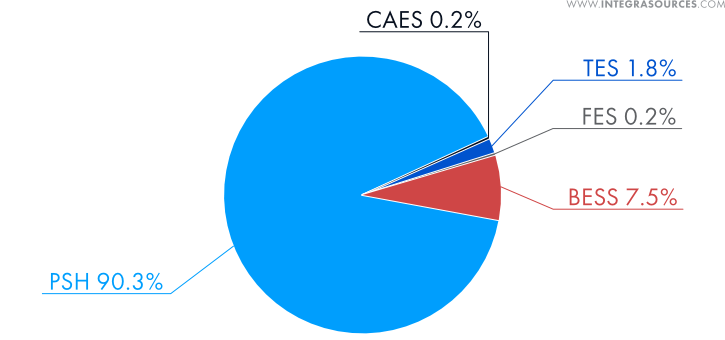 A diagram of the global energy storage market in 2020.