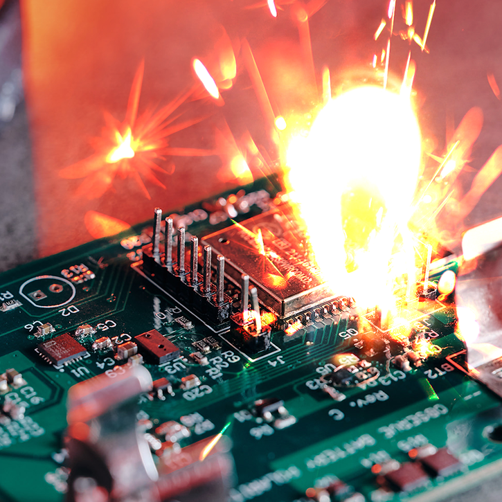 A PCB prototype under the burn-in test.