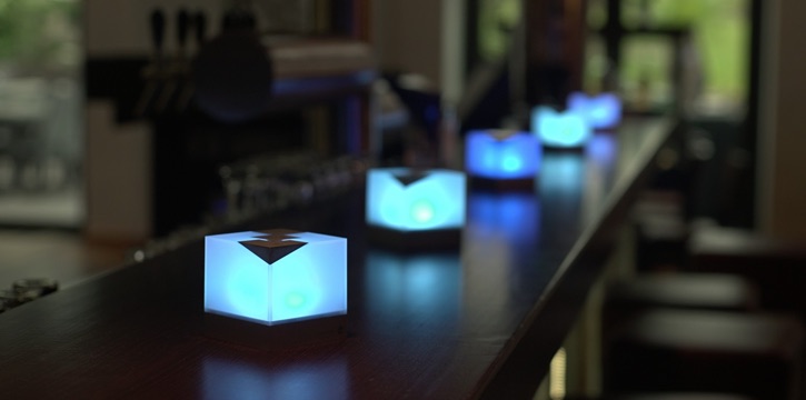 BLE node cubes for a restaurant mesh network developed by Integra Sources.
