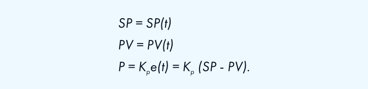 The formula of the proportional term in the PID controller.