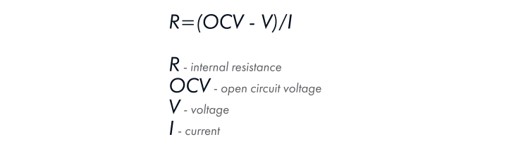 Internal resistance calculation.