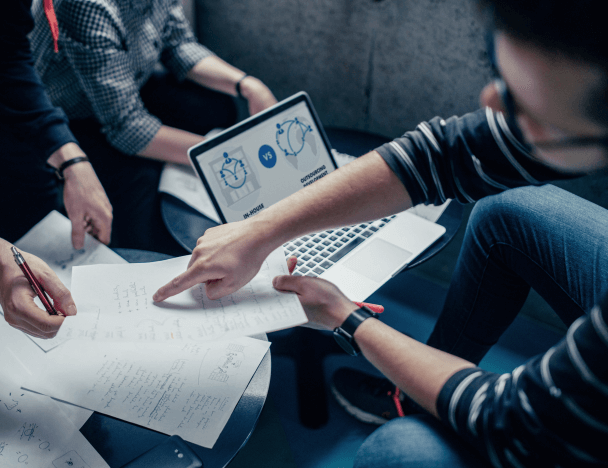 Two people shaking hands.
