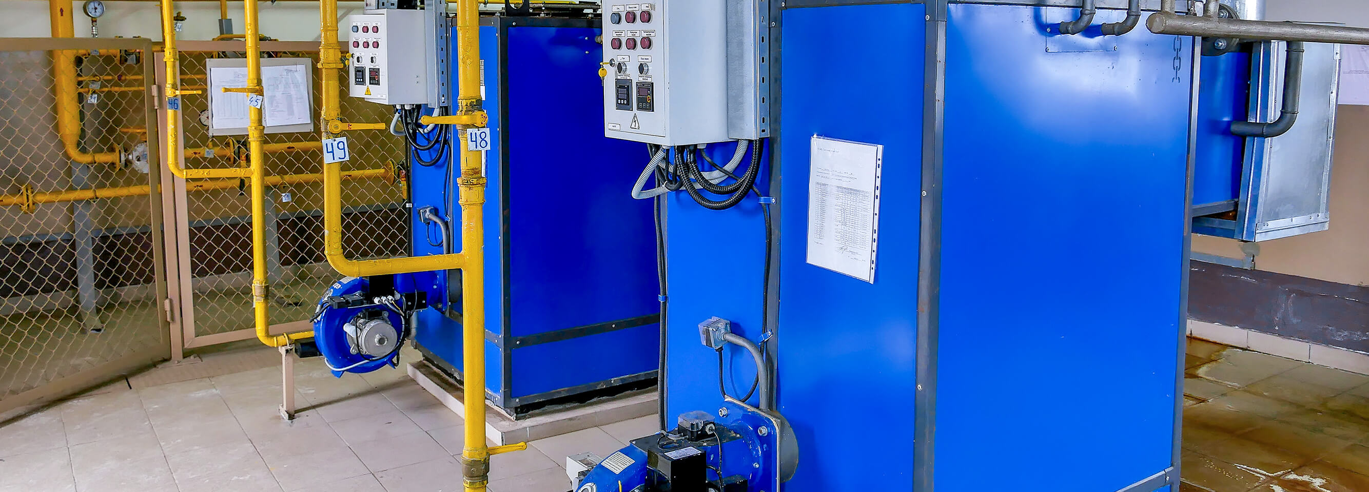 Two industrial gas boilers