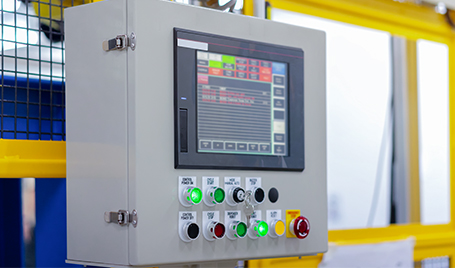 An HMI panel is installed on production equipment.