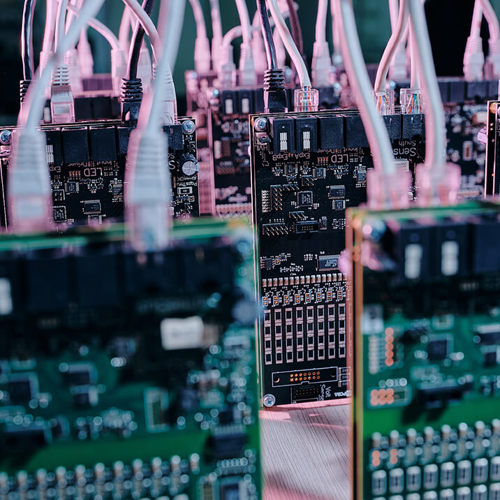 Multiple printed circuit boards for a power electronics system.