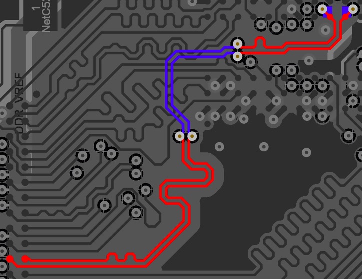 A differential pair with the tuned length.