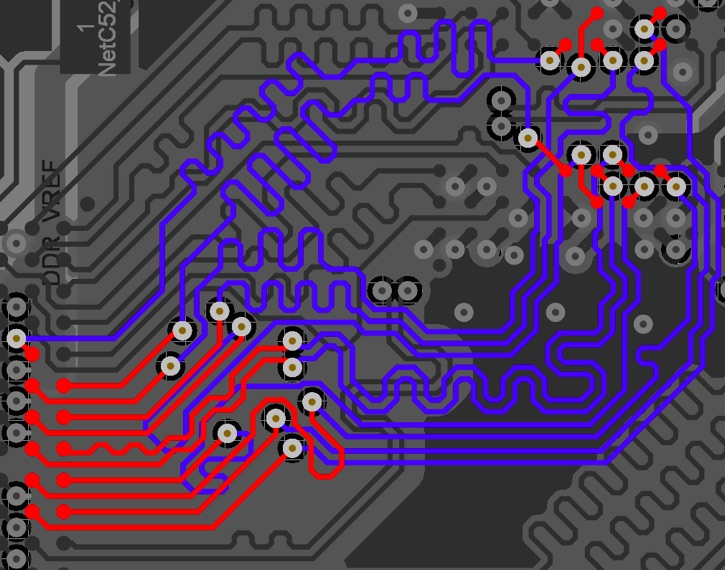 A parallel interface with the tuned lengths of the traces.