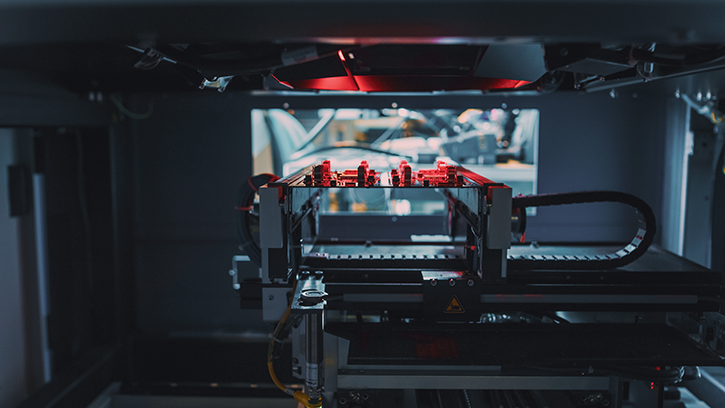 Automated equipment is testing a PCBa.
