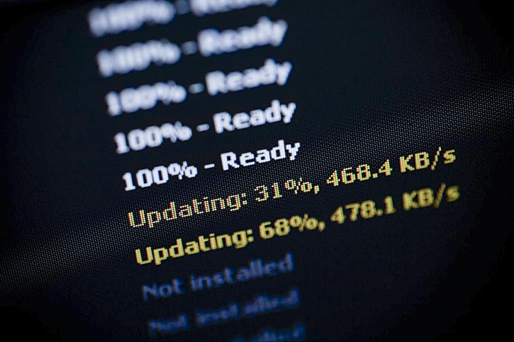 Computer screen showing the update progress.