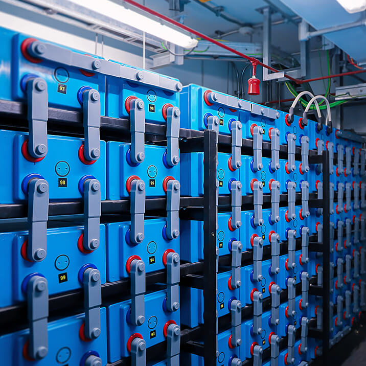 A battery management system located indoors.