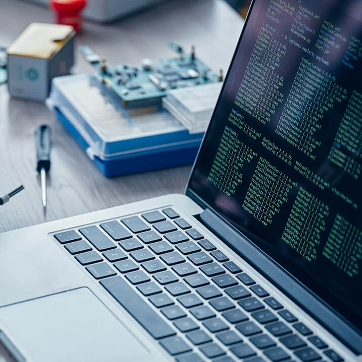 Laptop with code snippet on screen